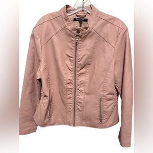 Baccini Blush Pink Faux Leather Zip Jacket